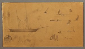 Tegning, Sejlbådsstudier, 12.-13. juli 1859 af Frederic Edwin Church