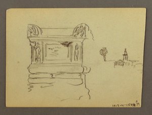 Tegning, Sarcophagus, muligvis 1868-69 af Frederic Edwin Church