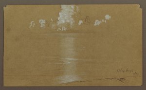 Tegning, havlandskab, Bloxburgh; bagside: Bakker og hav, august 1865 af Frederic Edwin Church