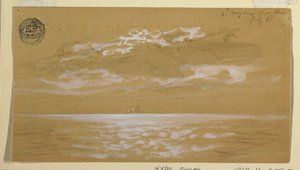 Tegning, havlandskab, Newfoundland, 6. juli 1859 af Frederic Edwin Church