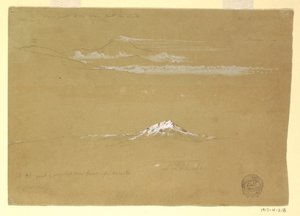 Tegning, Sincholagua, morgen, fra Solens Tempel, Quito, 24. juni 1857 af Frederic Edwin Church
