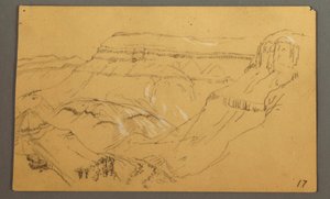 Tegning, Skitser, El Yemen-dalen, "Arabien", muligvis 1868, 20. februar af Frederic Edwin Church