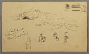 Tegning, skitser. Telt. Beduin, muligvis 1868, februar (sandsynligvis) af Frederic Edwin Church