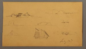 Tegning, Skitser fra Labrador, muligvis 14. juli 1859 af Frederic Edwin Church