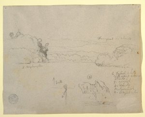 Tegning, Skitser fra Sydamerika, 1853, sandsynligvis maj af Frederic Edwin Church
