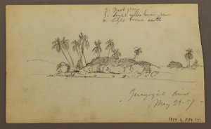 Tegning, Himmel over havet; bagside: Guayas-bredden nær Guayaquil, Ecuador, 29. maj 1857 af Frederic Edwin Church
