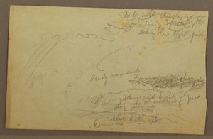 Tegning, himmelstudie, bjergkamme, regnbue, 1860