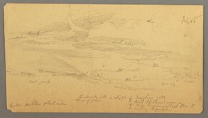 Tegning, Himmelstudie over højderyg, juli 1866 af Frederic Edwin Church