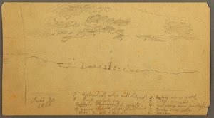 Tegning, Himmelstudie over højderyg, juni 1882 af Frederic Edwin Church