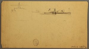 Tegning, Himmelstudie over højderyg, juni 1882 af Frederic Edwin Church