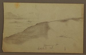 Tegning, Skrånende bjerge, muligvis 1860