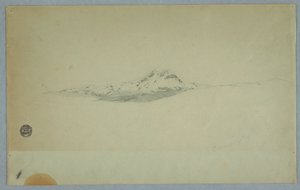 Tegning, snedækket top af vulkan, 1850-60 af Frederic Edwin Church