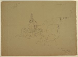 Tegning, "Statue Rock", september 1851 af Frederic Edwin Church