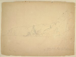 Tegning, "Statue Rock", september 1851 af Frederic Edwin Church