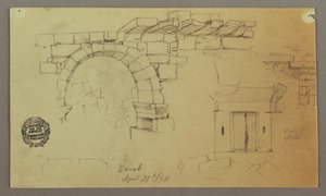 Tegning, stenbue, stenbase, 27. april 1868 af Frederic Edwin Church