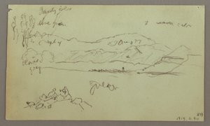 Tegning, stenbue, stenbase, 27. april 1868 af Frederic Edwin Church