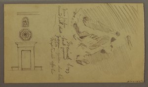 Tegning, studier af borddele, muligvis 1868-69 af Frederic Edwin Church