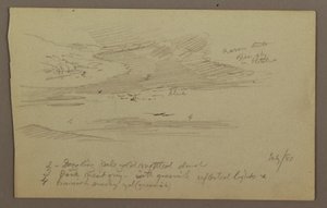 Tegning, topmøde og himmel, juli 1881 af Frederic Edwin Church