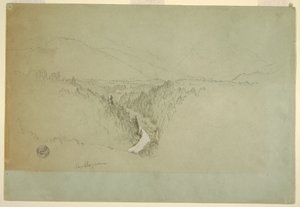 Tegning, toppen af Watzman, Berchtesgaden, Bayern, 1868 af Frederic Edwin Church