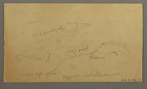 Tegning, Topmøde med store skyer, muligvis 1868 af Frederic Edwin Church