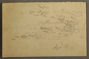 Tegning, Sol og skyer, april 1855 af Frederic Edwin Church