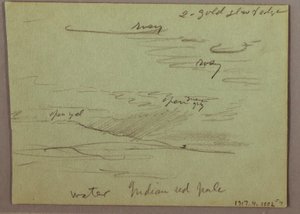 Tegning, solnedgang, barn der spiser, 22. december 1870 af Frederic Edwin Church