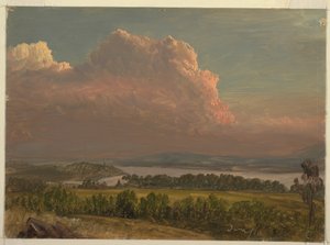 Tegning, Solnedgang over Hudson Valley, juni 1870 af Frederic Edwin Church