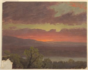 Tegning, solnedgang på Jamaica, Vestindien, 1865-66 af Frederic Edwin Church
