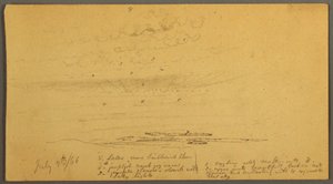 Tegning, Solnedgang over bakker, 9. juli 1866 af Frederic Edwin Church