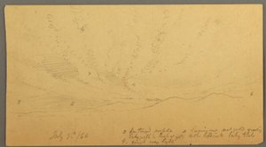 Tegning, Solnedgang over bakker, 9. juli 1866 af Frederic Edwin Church
