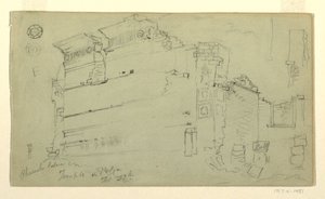 Tegning, tempel, Petra, Jordan, 27. februar 1868 af Frederic Edwin Church