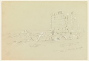Tegning, tempel med Semua [nuværende as-Samu] i det fjerne, 17. februar 1868 af Frederic Edwin Church