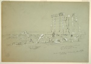 Tegning, tempel med Semua [nuværende as-Samu] i det fjerne, 17. februar 1868 af Frederic Edwin Church