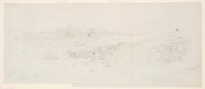 Tegning, Templer om morgenen, Baalbek, 12. maj 1868 af Frederic Edwin Church