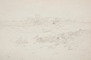 Tegning, Templer om morgenen, Baalbek, 12. maj 1868 af Frederic Edwin Church