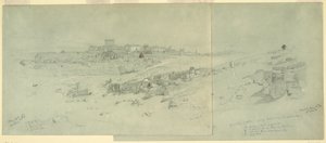 Tegning, Templer om morgenen, Baalbek, 12. maj 1868 af Frederic Edwin Church