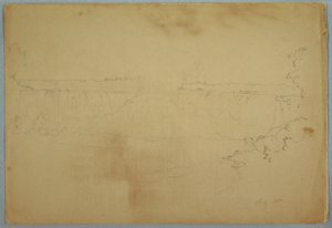 Tegning, The Canadian Falls, juli 1856 af Frederic Edwin Church