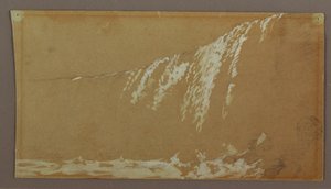 Tegning, De canadiske vandfald og Goat Island ved Niagara River, muligvis 1858 af Frederic Edwin Church