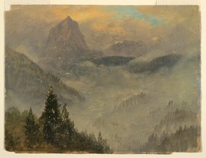 Tegning, Hochkalter, nær Berchtesgaden, 1868 af Frederic Edwin Church
