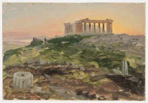 Tegning, Parthenon set fra sydøst, april 1869 af Frederic Edwin Church