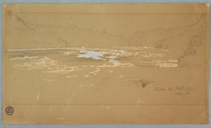 Tegning, Floden "Under hvirvelstrømmen", september 1858 af Frederic Edwin Church