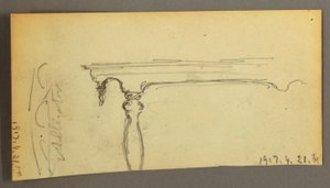 Tegning, Tre køer på en vej i skoven, ca. 1845 af Frederic Edwin Church