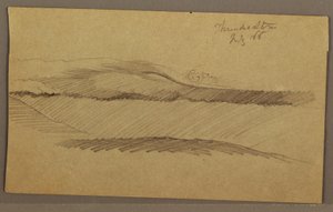 Tegning, tordenvejr over højderyggen, juli 1866 af Frederic Edwin Church
