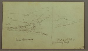 Tegning, Grav på en bakke, tre minareter, 1. maj 1868 af Frederic Edwin Church