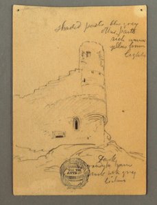 Tegning, tårnet på slottet, Sion, muligvis 1868 af Frederic Edwin Church