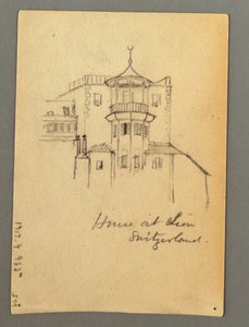 Tegning, tårnet på slottet, Sion, muligvis 1868 af Frederic Edwin Church