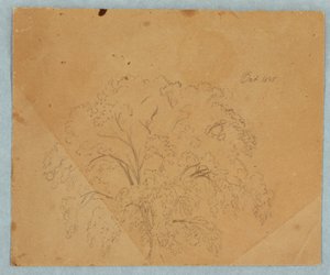 Tegning, træ; bagside: Udsigt til en kirke, to engelske kvinder fra 1636, studie af en hest, oktober 1845 af Frederic Edwin Church