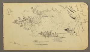 Tegning, Træer i tåge, muligvis 1878 af Frederic Edwin Church