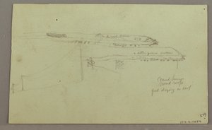 Tegning, To hoveder, ruiner, muligvis 1868 af Frederic Edwin Church