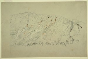 Tegning, øvre del af Great Basin, Mt. Katahdin, september 1877 af Frederic Edwin Church